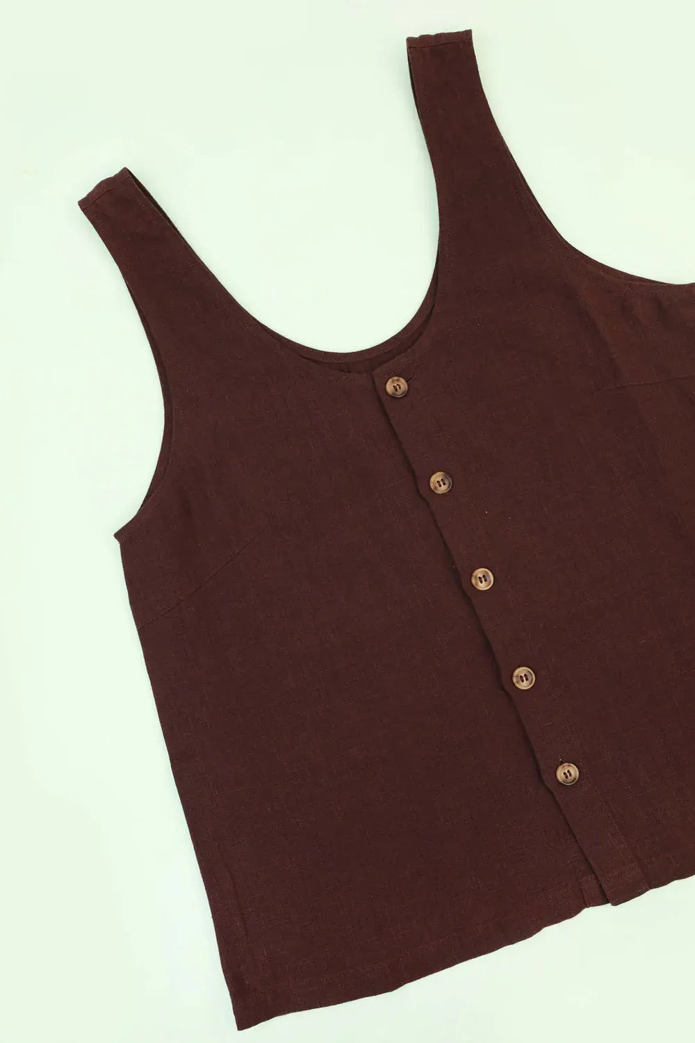 Basic Button Front Tank - Chocolate