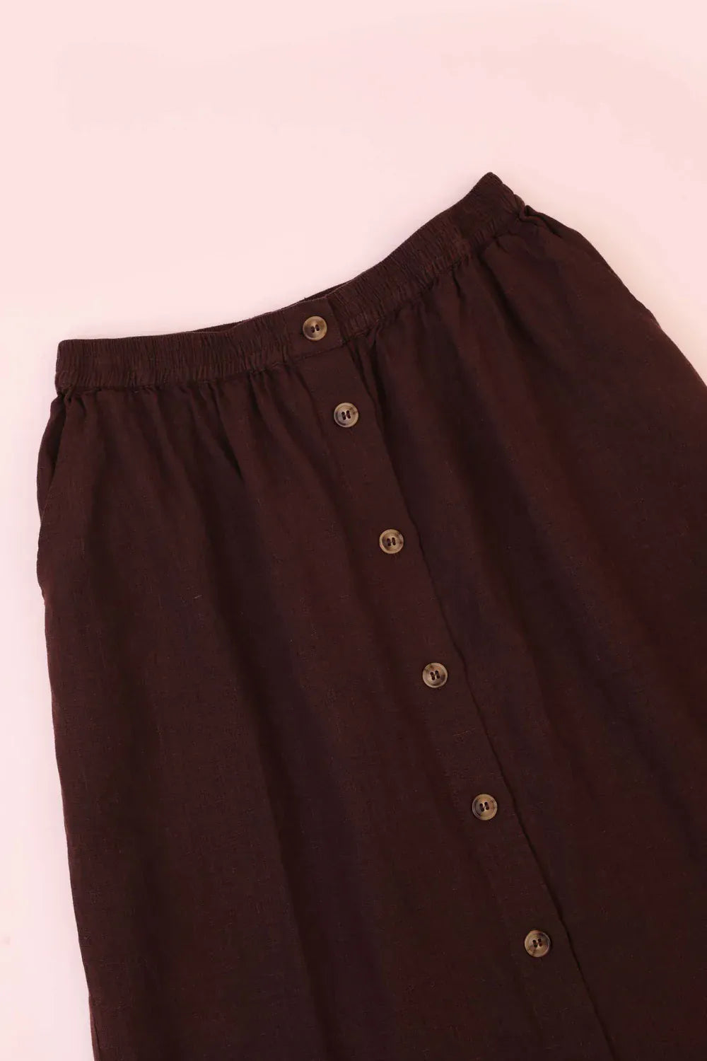 Basic Button Front Skirt - Chocolate