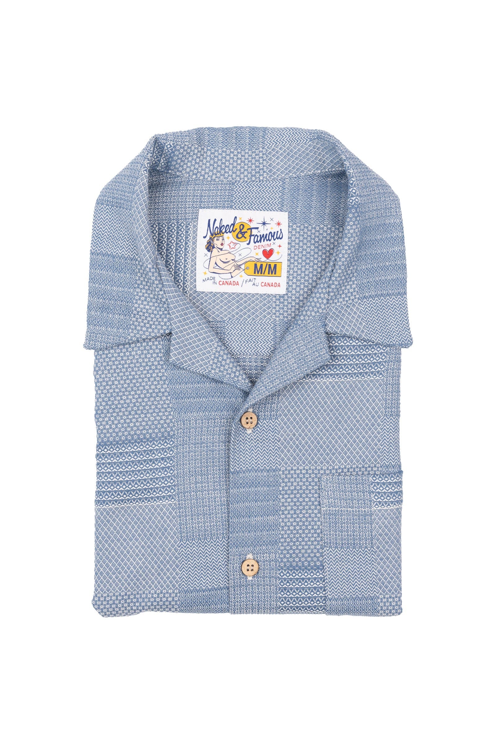 Aloha Shirt - Pale Blue Dobby Patchwork