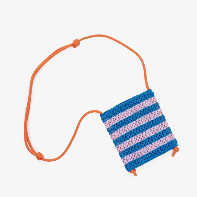 Stripe Raffia Phone Sling - Cobalt Lilac