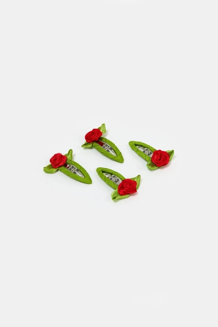 Rosette Snap Clips - Red