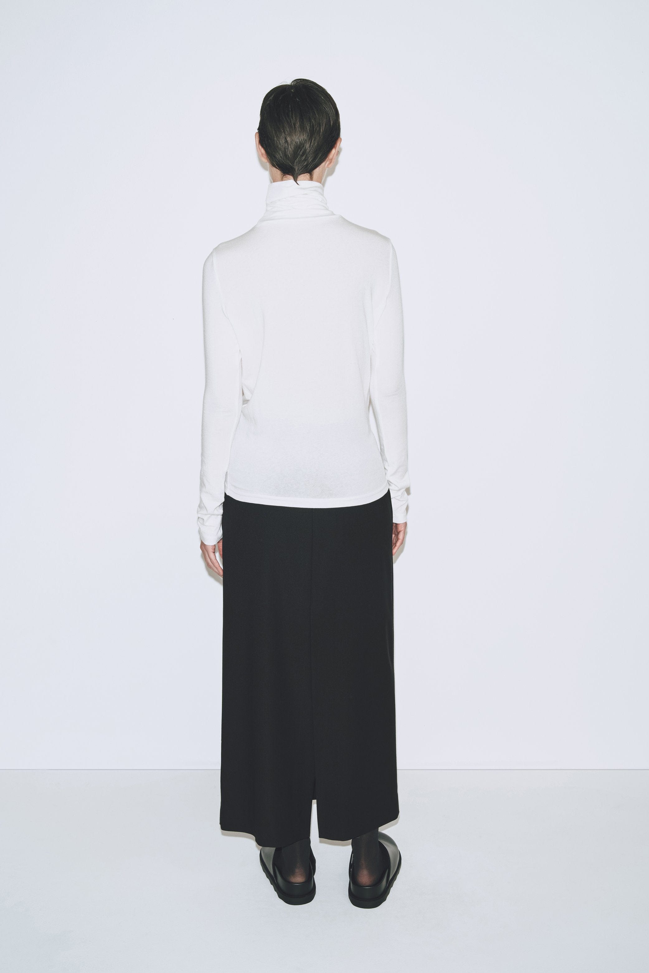 Roll Neck Jersey Top - White