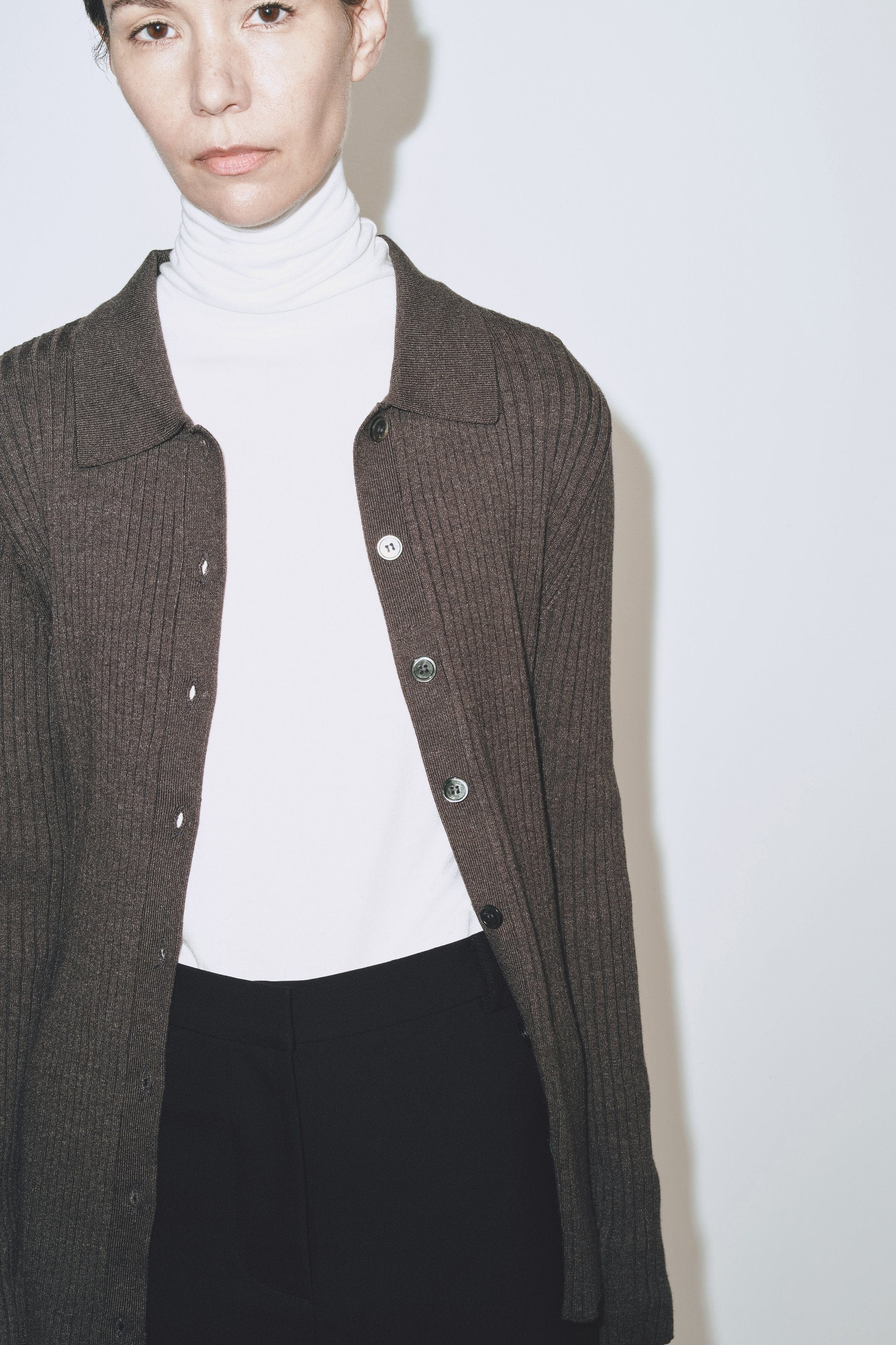 Roll Neck Jersey Top - White