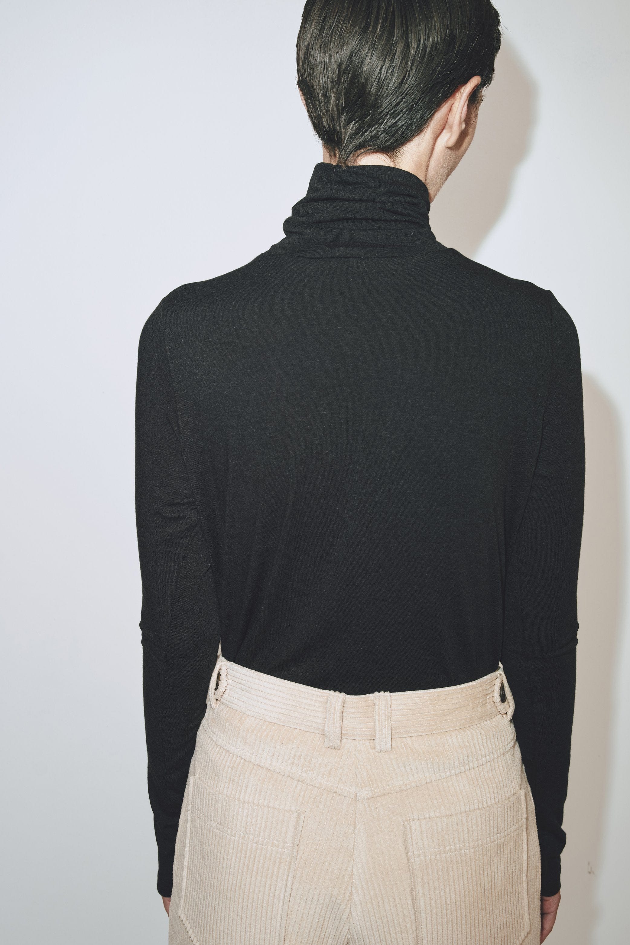 Roll Neck Jersey Top - Black