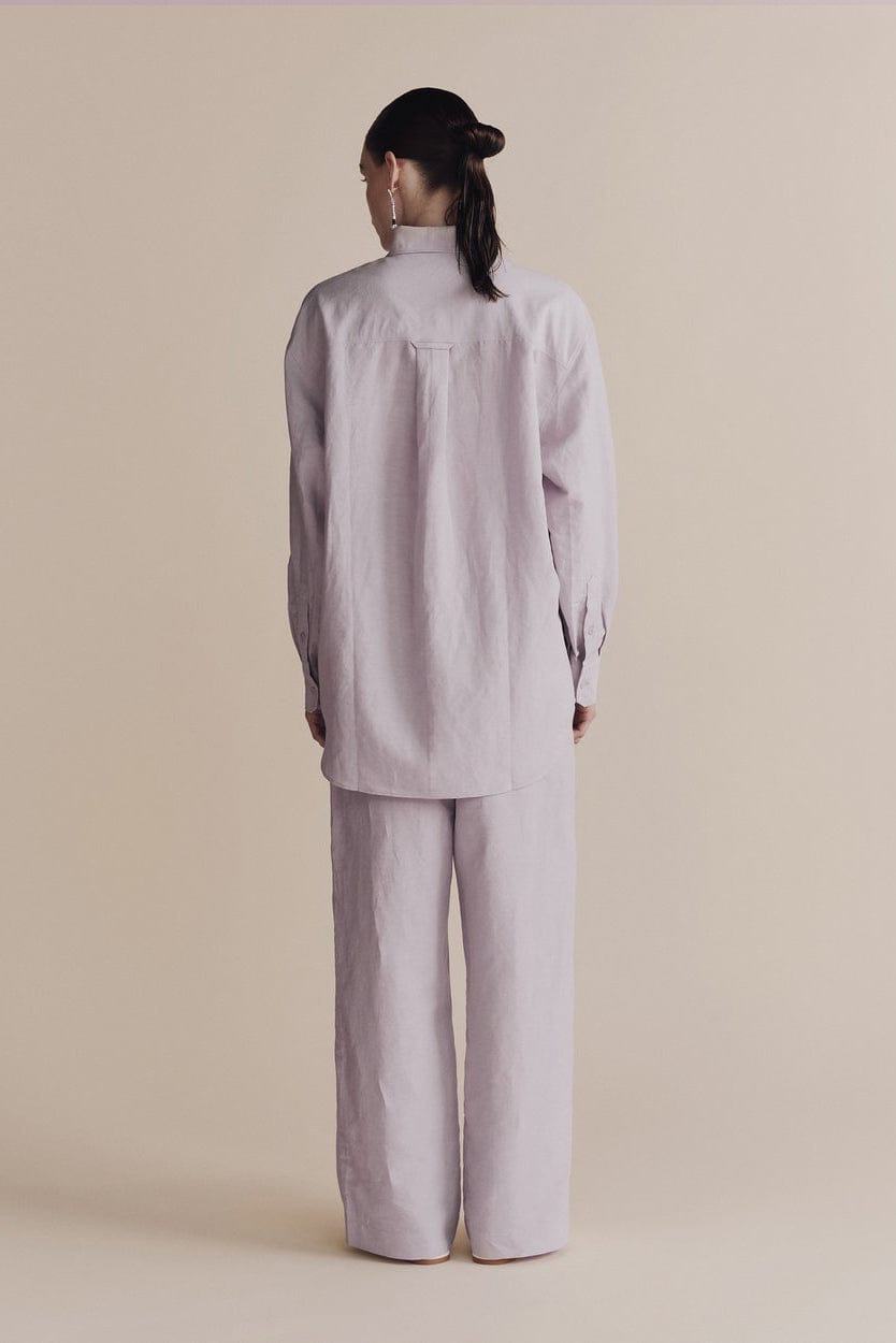 Silk Linen Drawstring Pants - Lilac