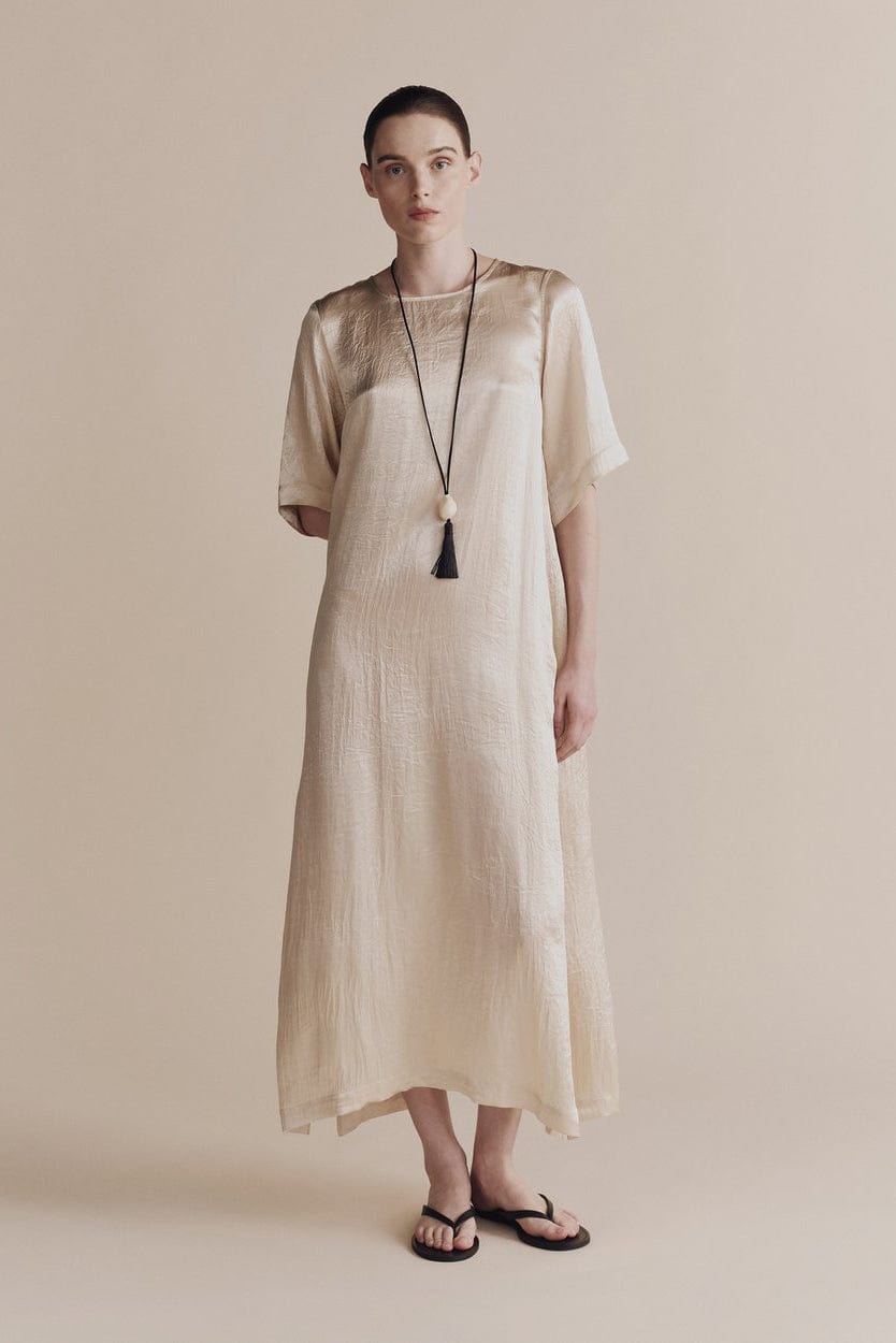Satin Maxi Dress - Cream