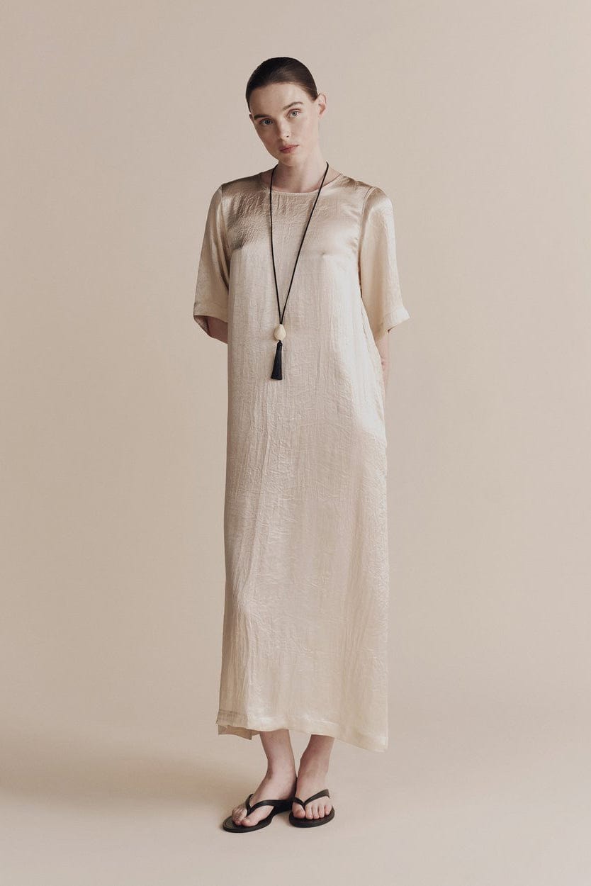 Satin Maxi Dress - Cream