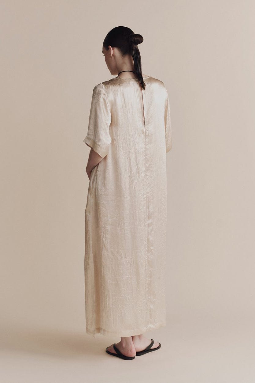 Satin Maxi Dress - Cream