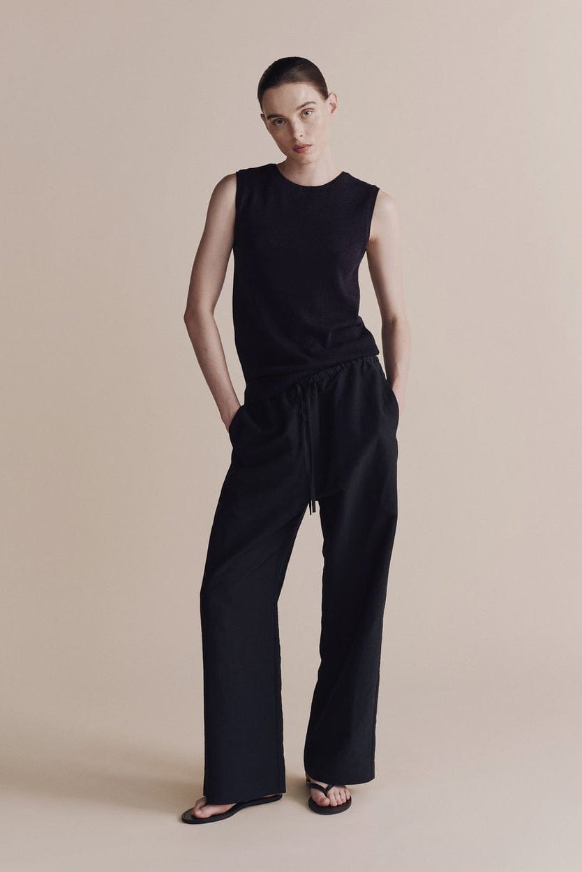 Sleeveless Knit Top - Navy