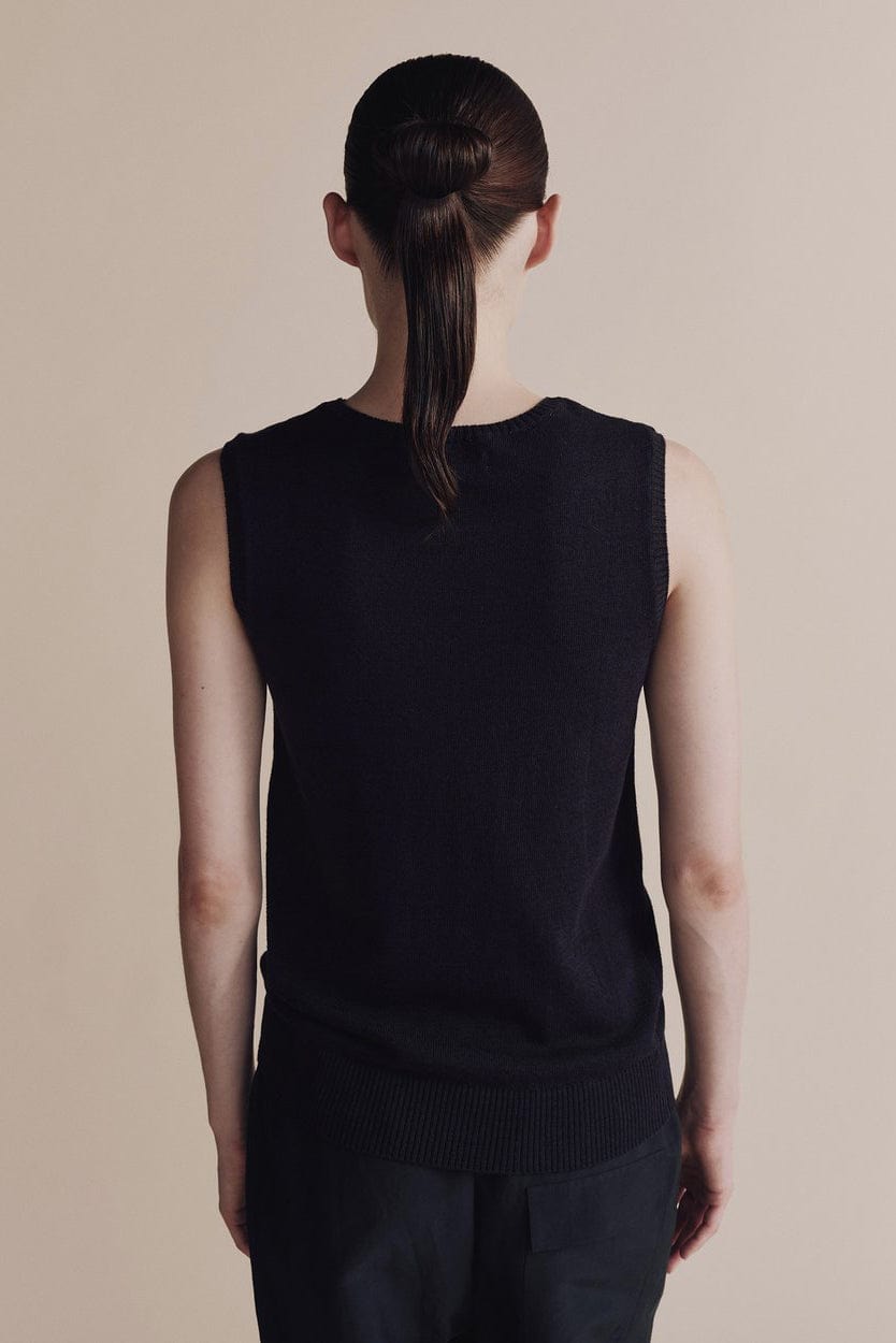 Sleeveless Knit Top - Navy