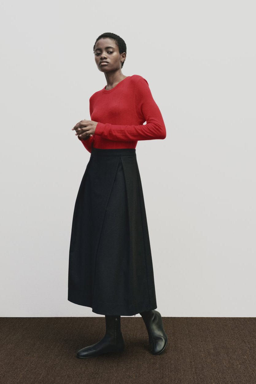 Wool Tencel Crew Neck - Red