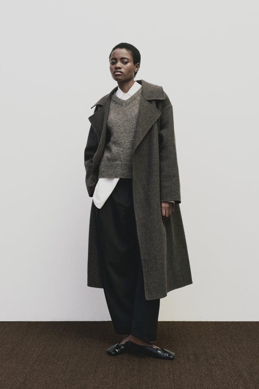 Handmade Belted Wool Coat - Brown