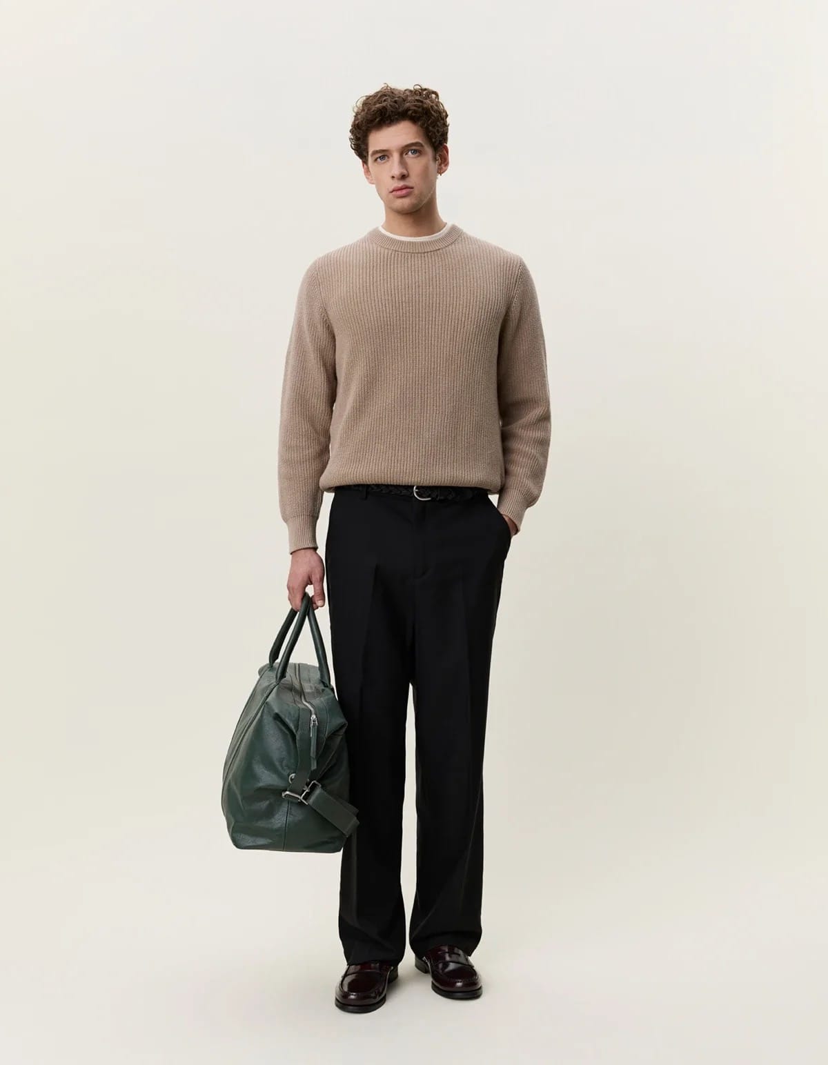 Rib Crewneck Knit - Dark Sand