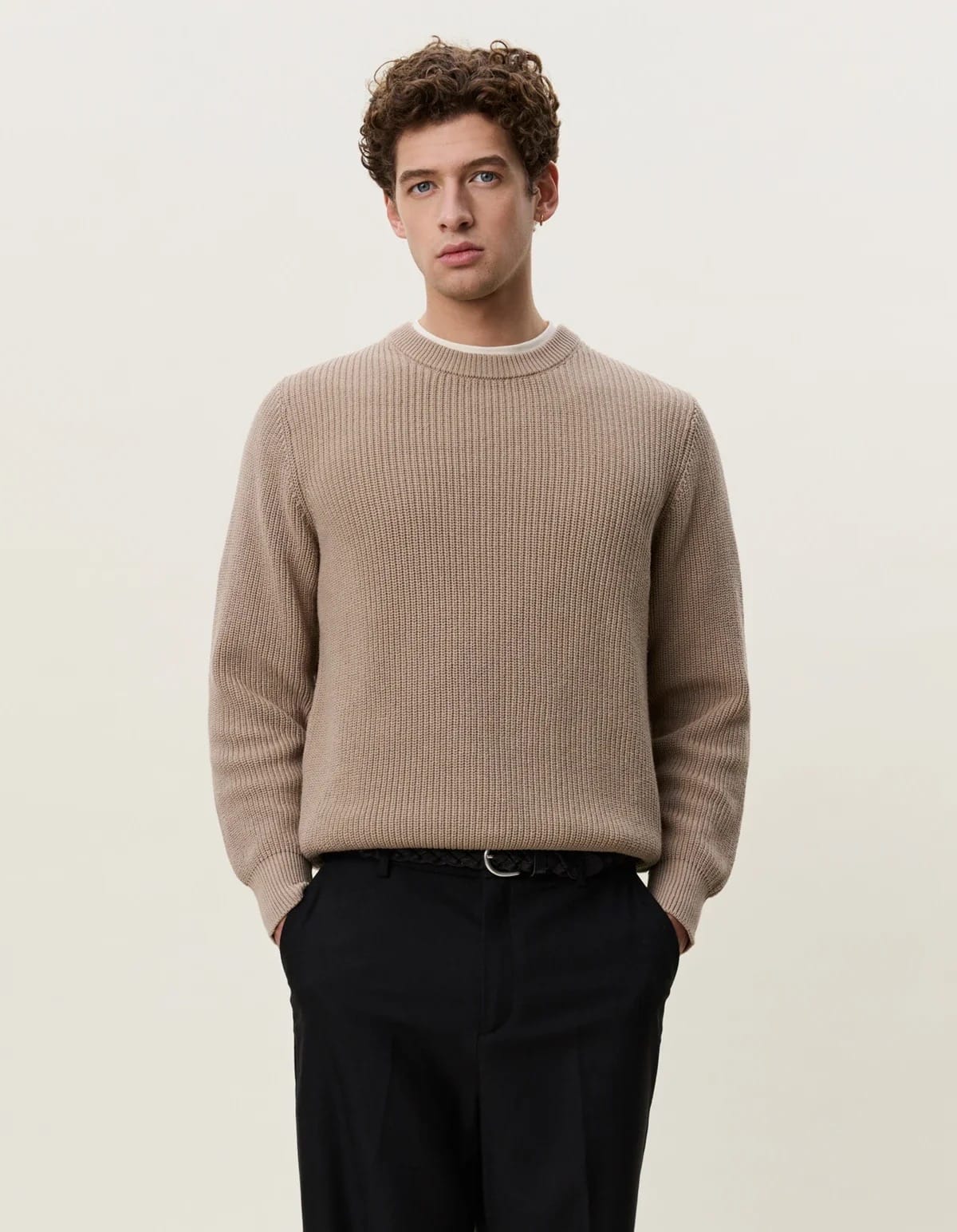 Rib Crewneck Knit - Dark Sand