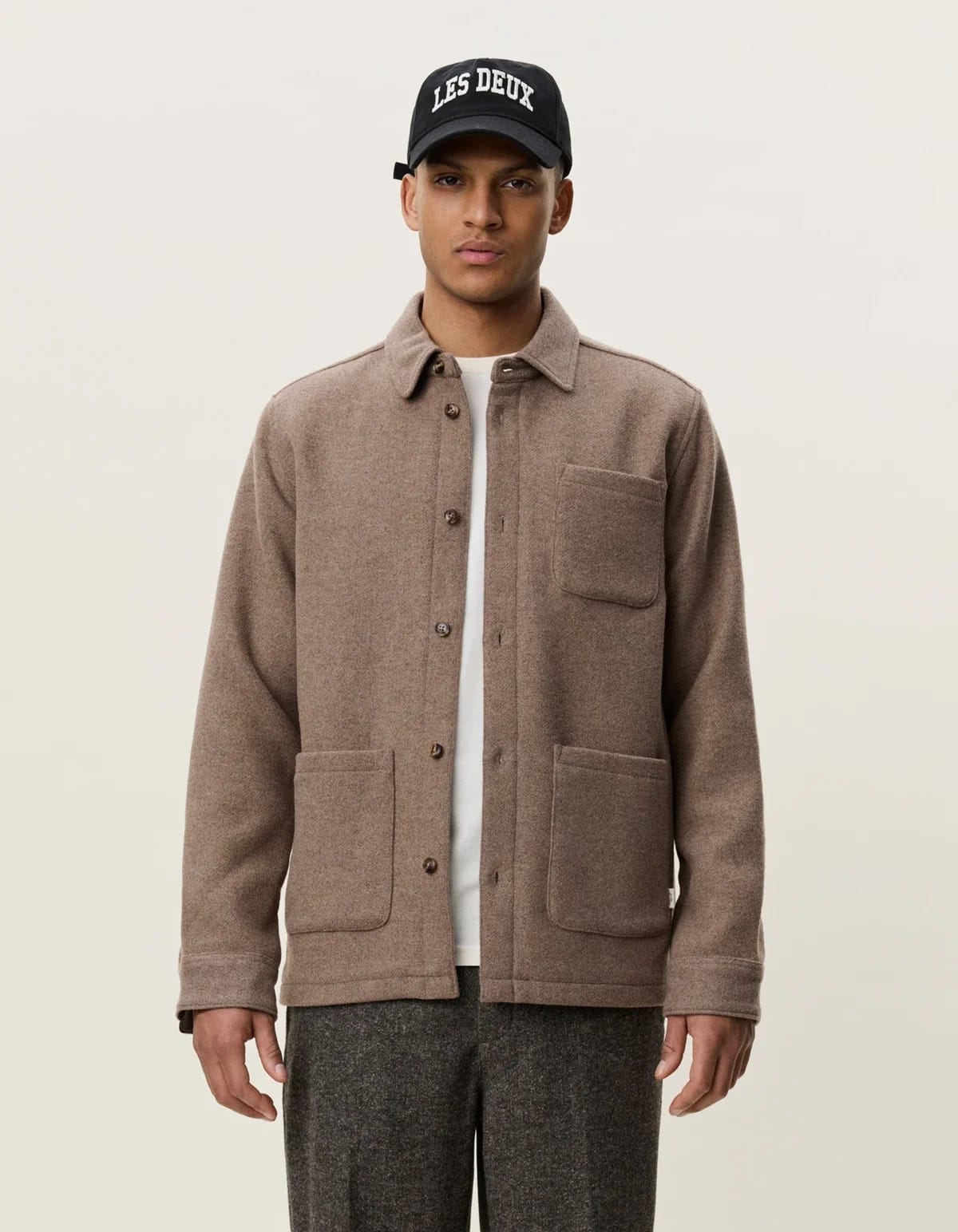 Wool Overshirt - Dark Sand Melange