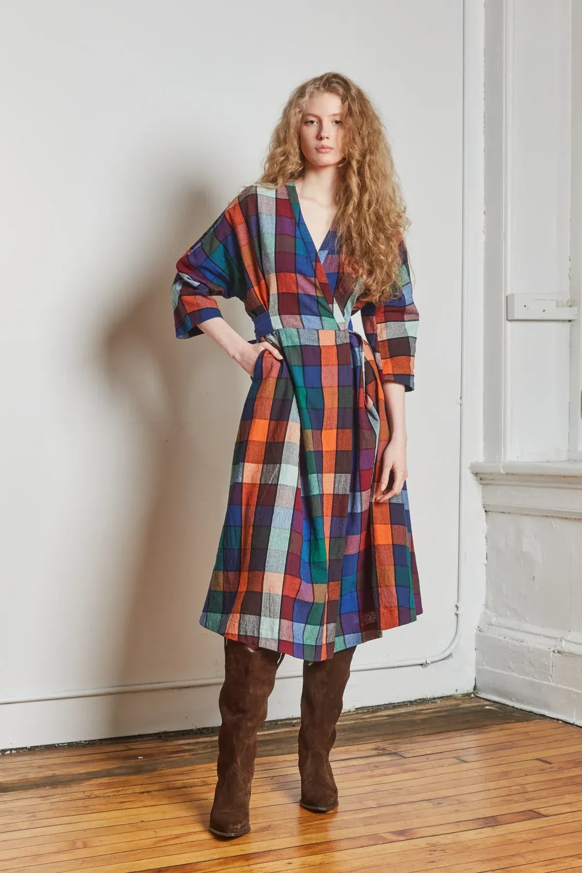 Nova Wrap Dress - Mosaic Chex