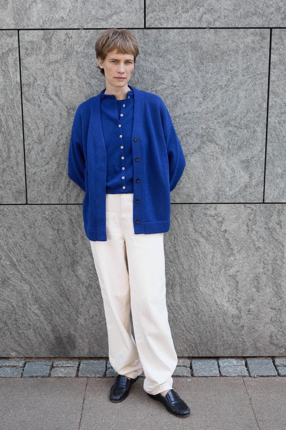 Oversized Wool Cardigan - Cobalt