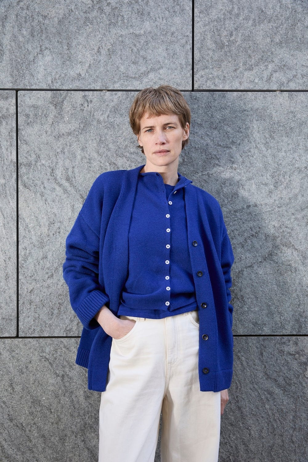 Oversized Wool Cardigan - Cobalt