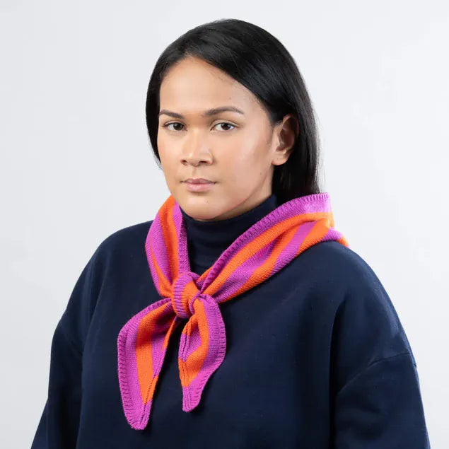 Simple Stripe Triangle Scarf - Poppy Magenta