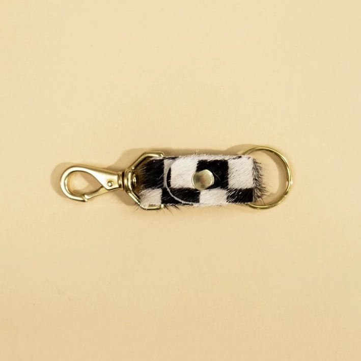 Keychain - Checkered Hair On Hide