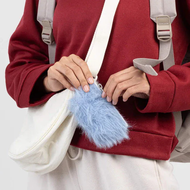 Faux Fur Pouch Bag Charm - Periwinkle