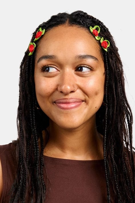 Rosette Snap Clips - Red