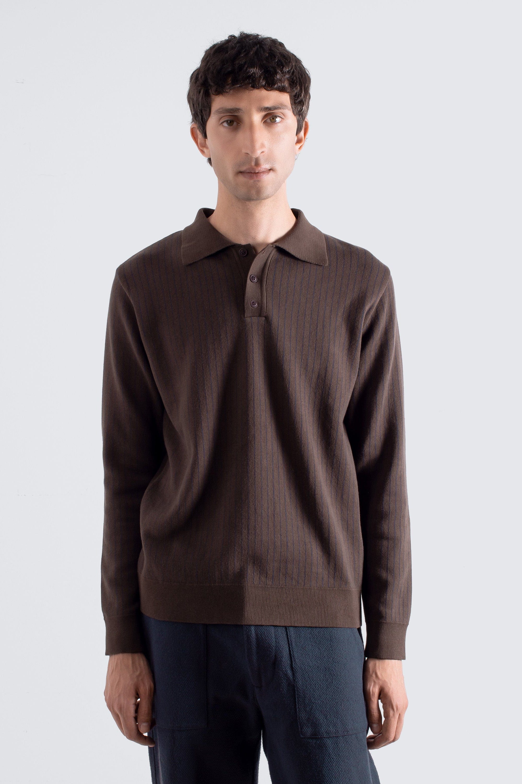 Benny Knit Polo - Brown / Navy