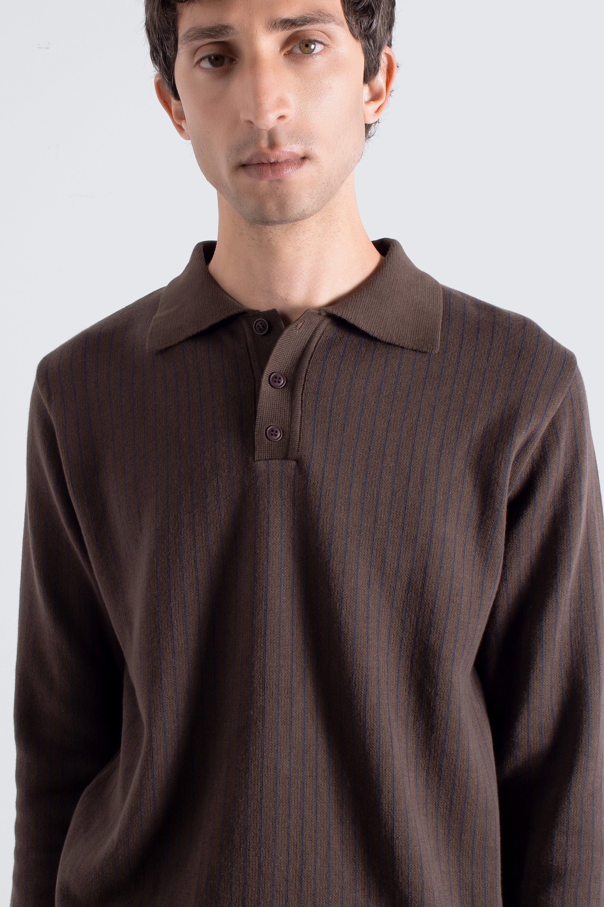 Benny Knit Polo - Brown / Navy