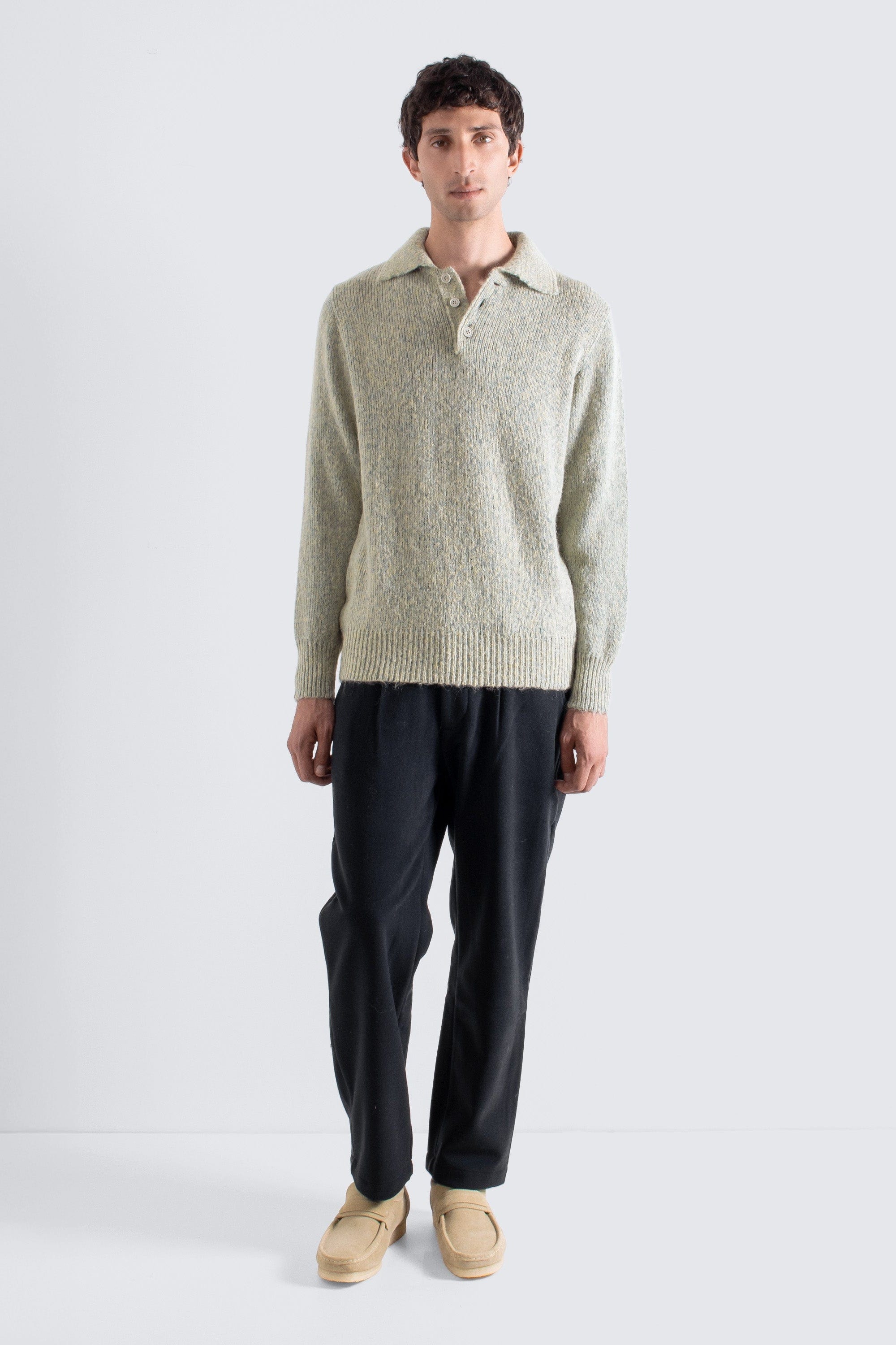 Kier Knit Polo - Stone Fleck