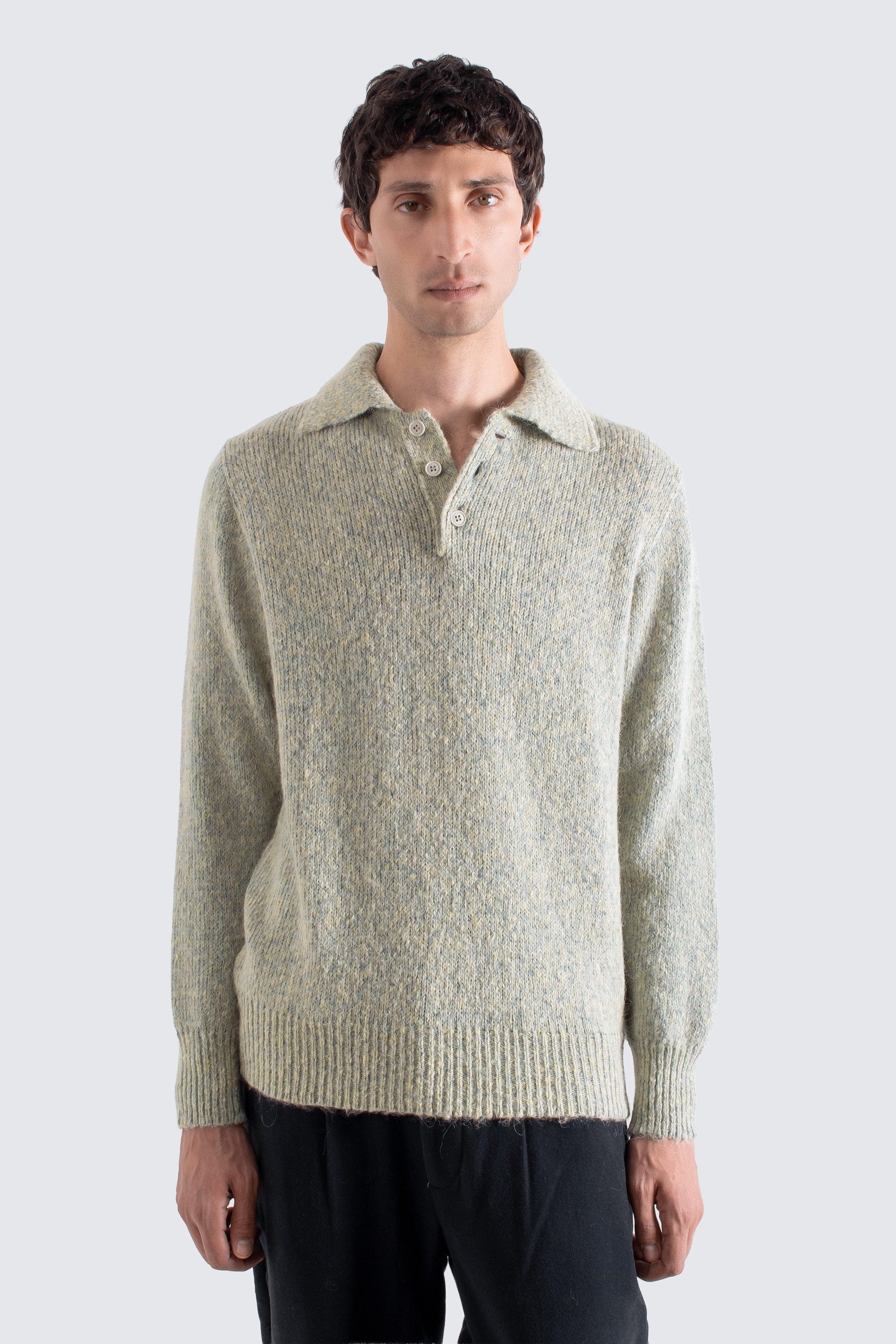 Kier Knit Polo - Stone Fleck