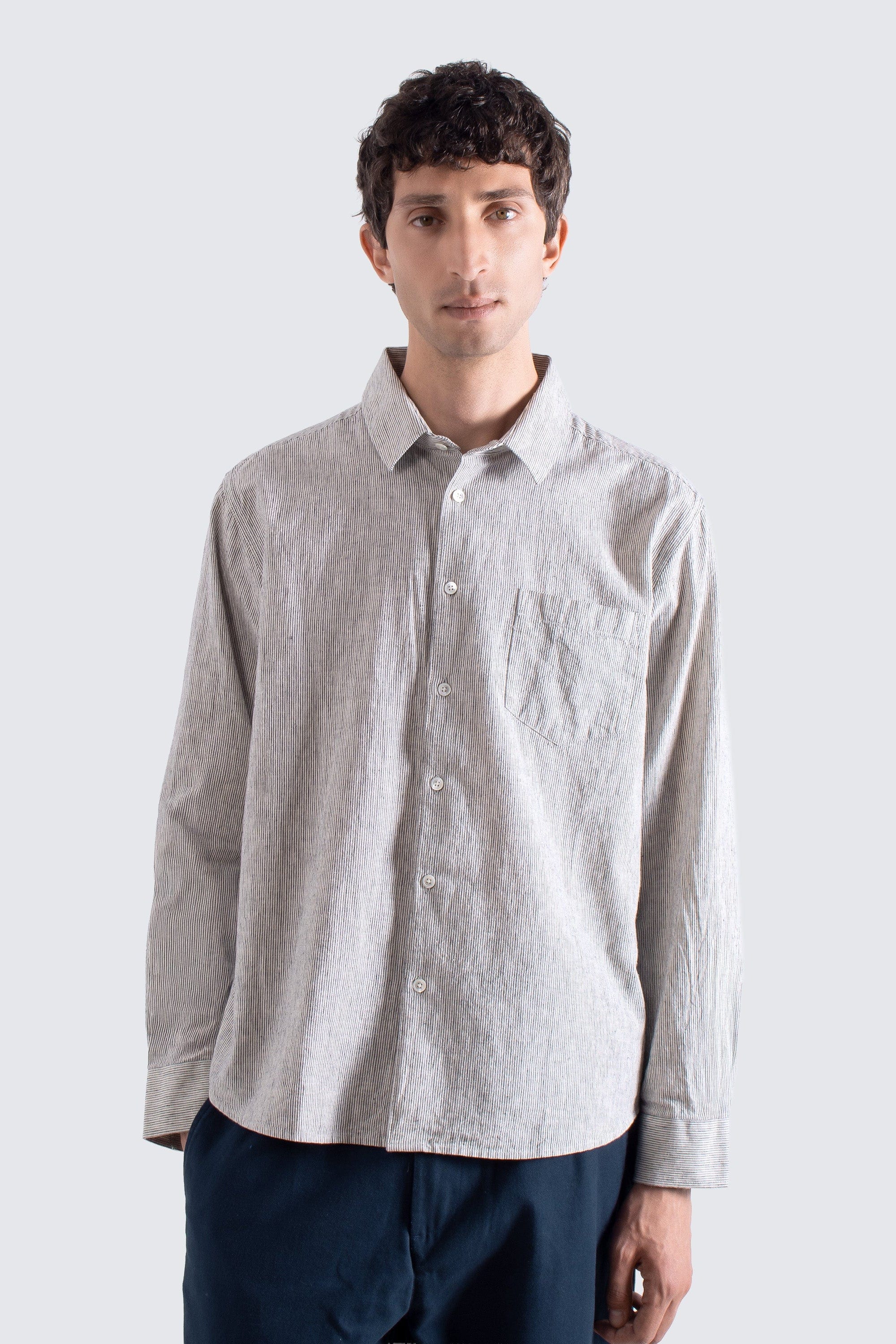 Day Shirt - Stone / Navy Stripe