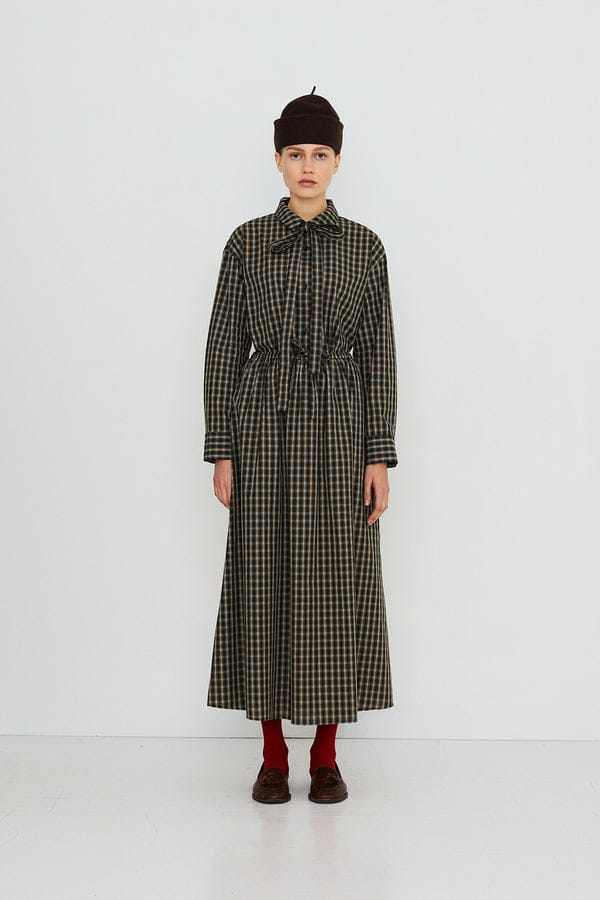 Check Bow Neck Shirt - Plaid