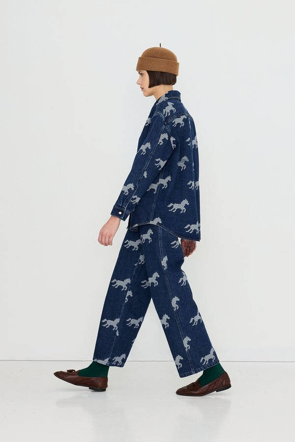 Horse Embroidery Denim Shirt