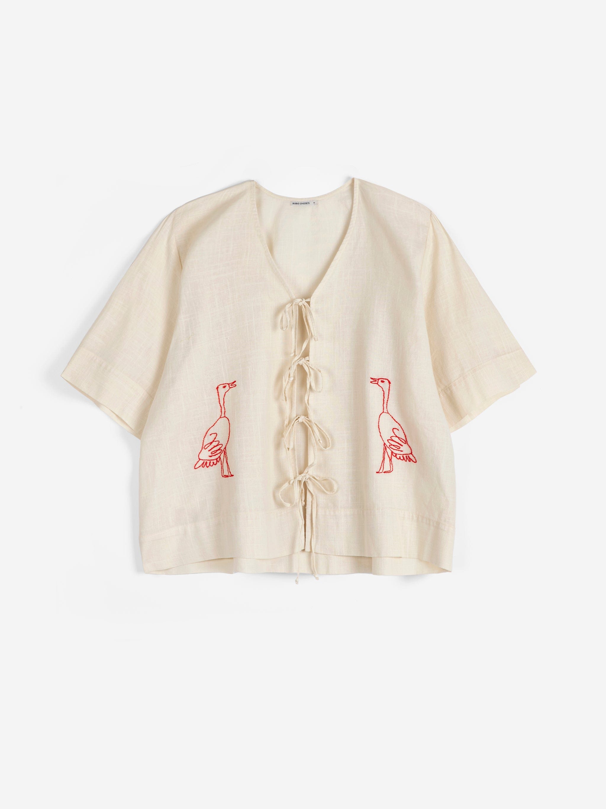 Embroidery Tied Blouse