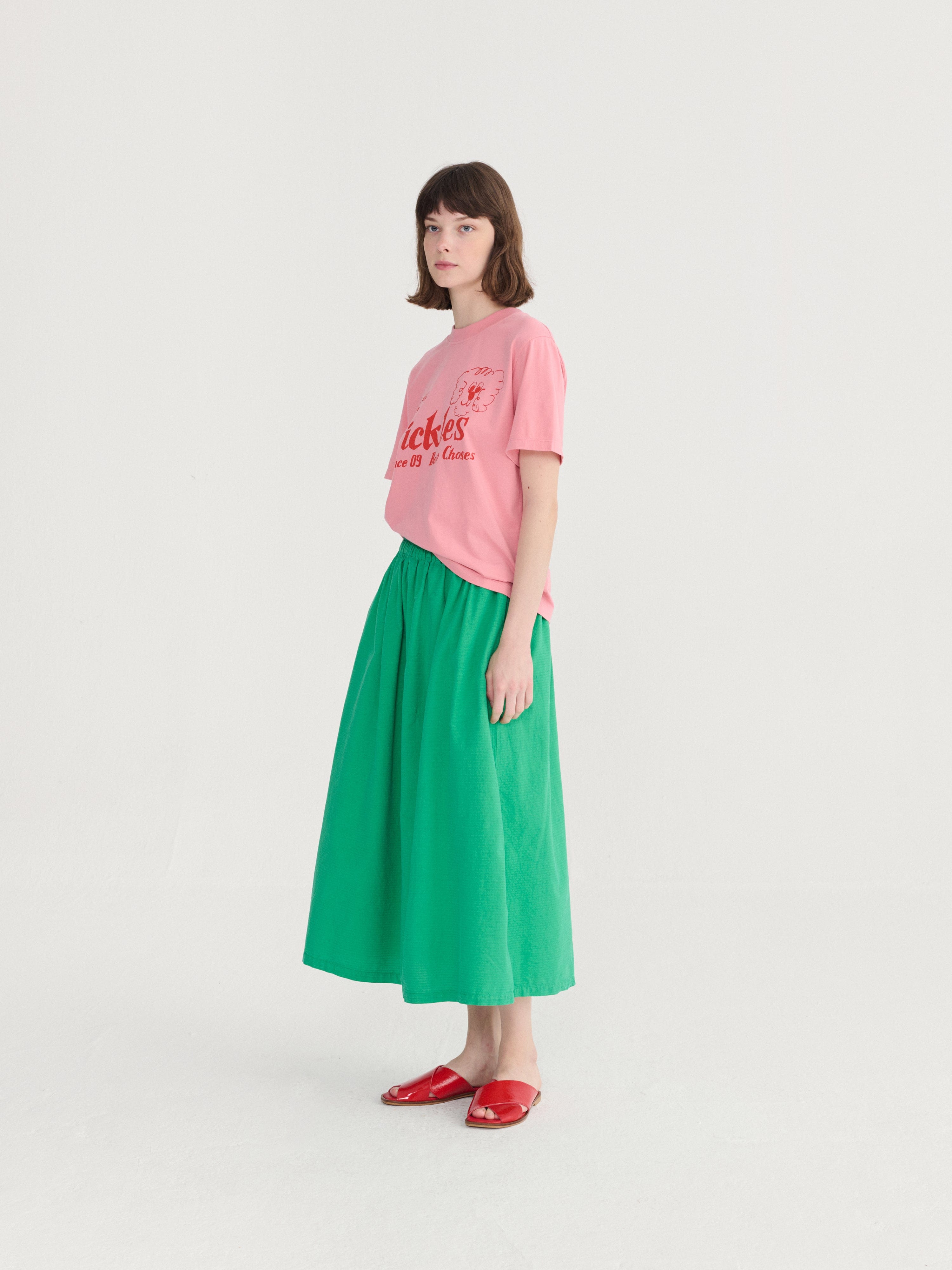 Recycled Cotton Evasé Skirt - Kelly Green