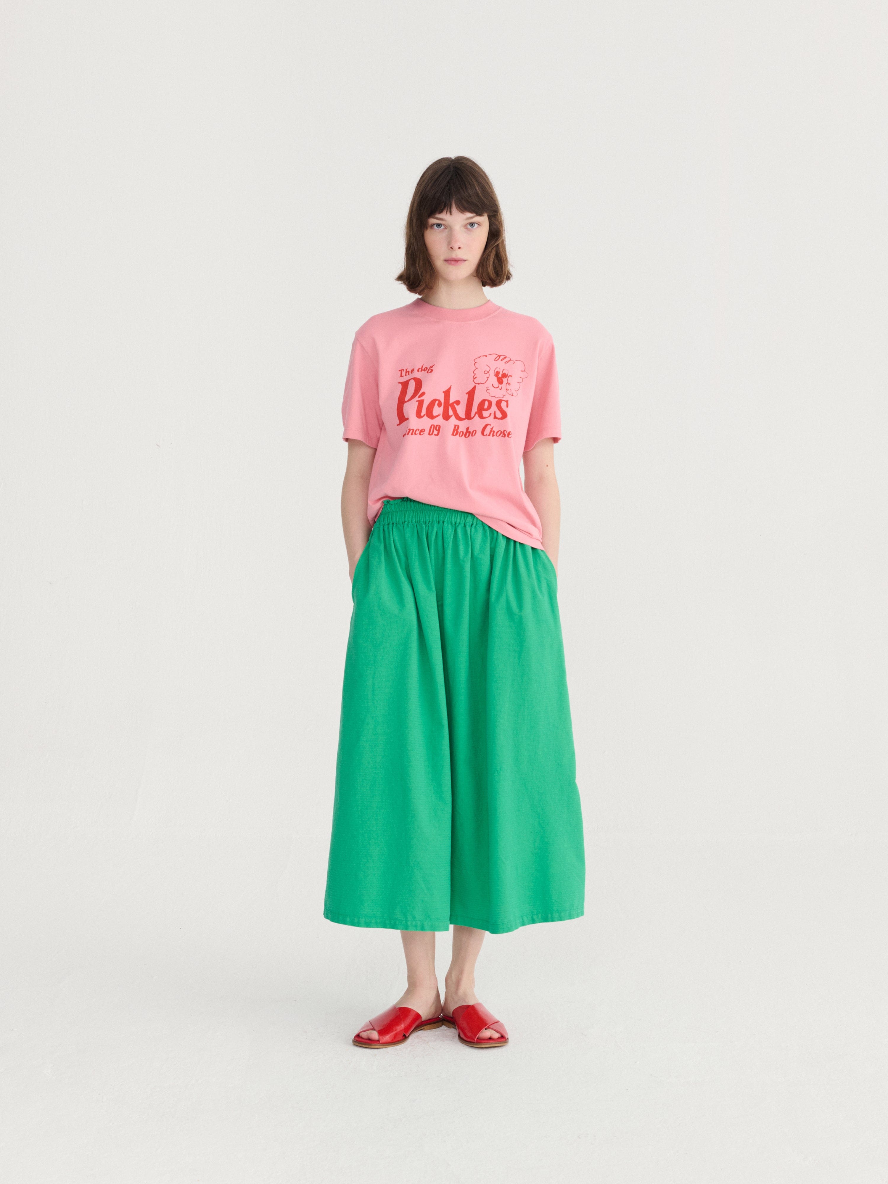 Recycled Cotton Evasé Skirt - Kelly Green