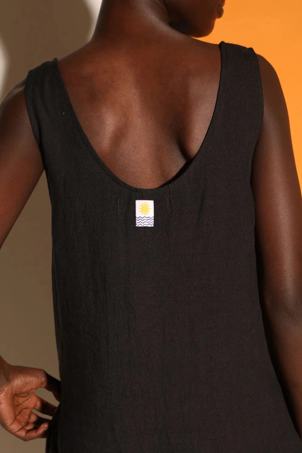 Basic Linen Shift Dress - Black