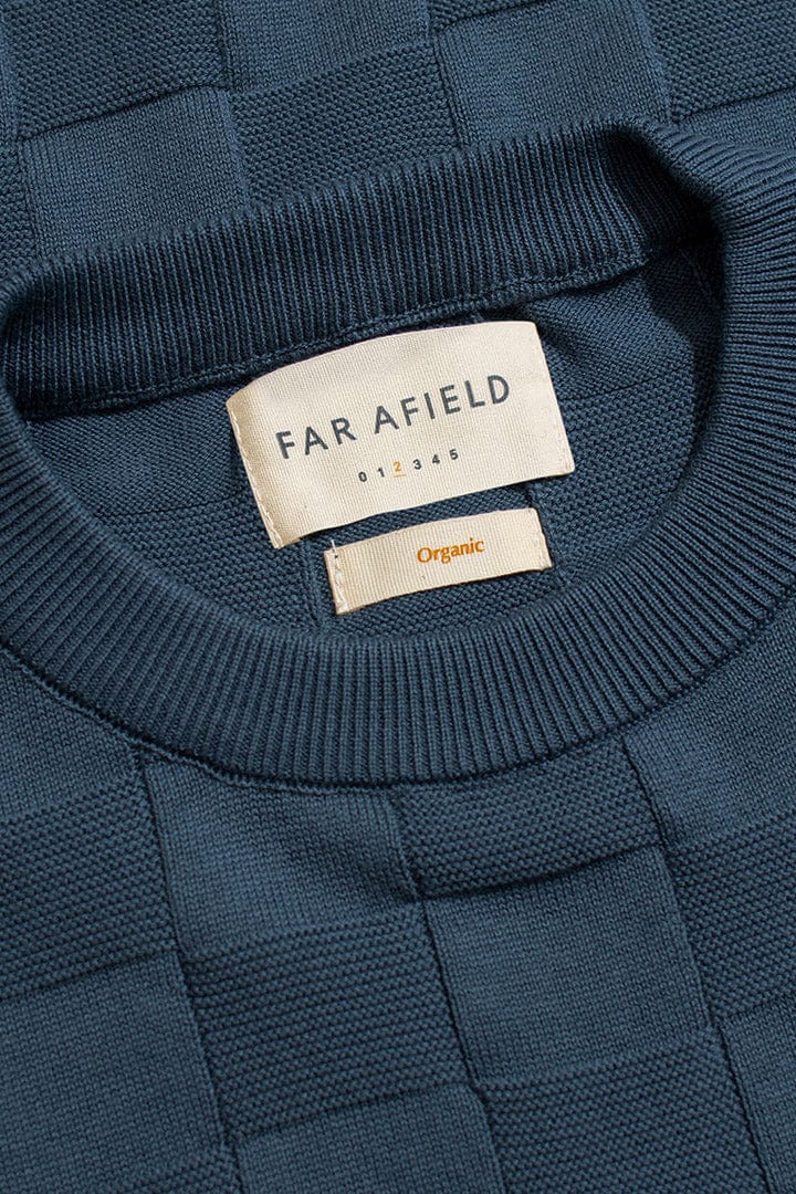 Caetano Check Knitted Top - Blue