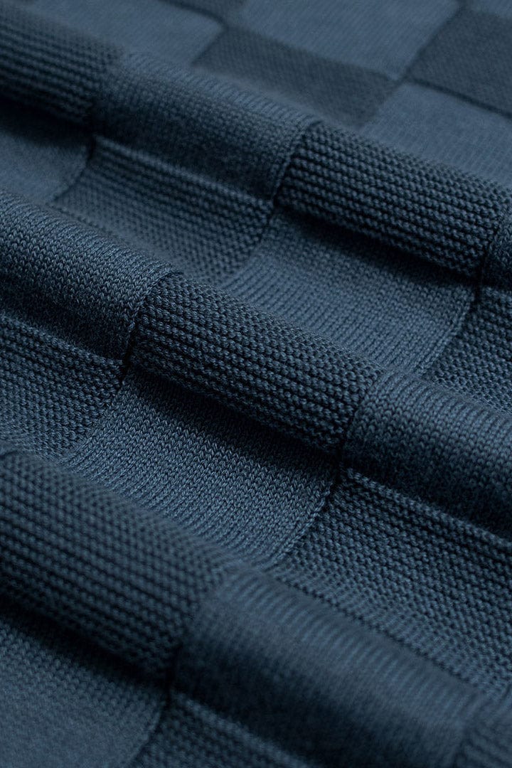 Caetano Check Knitted Top - Blue