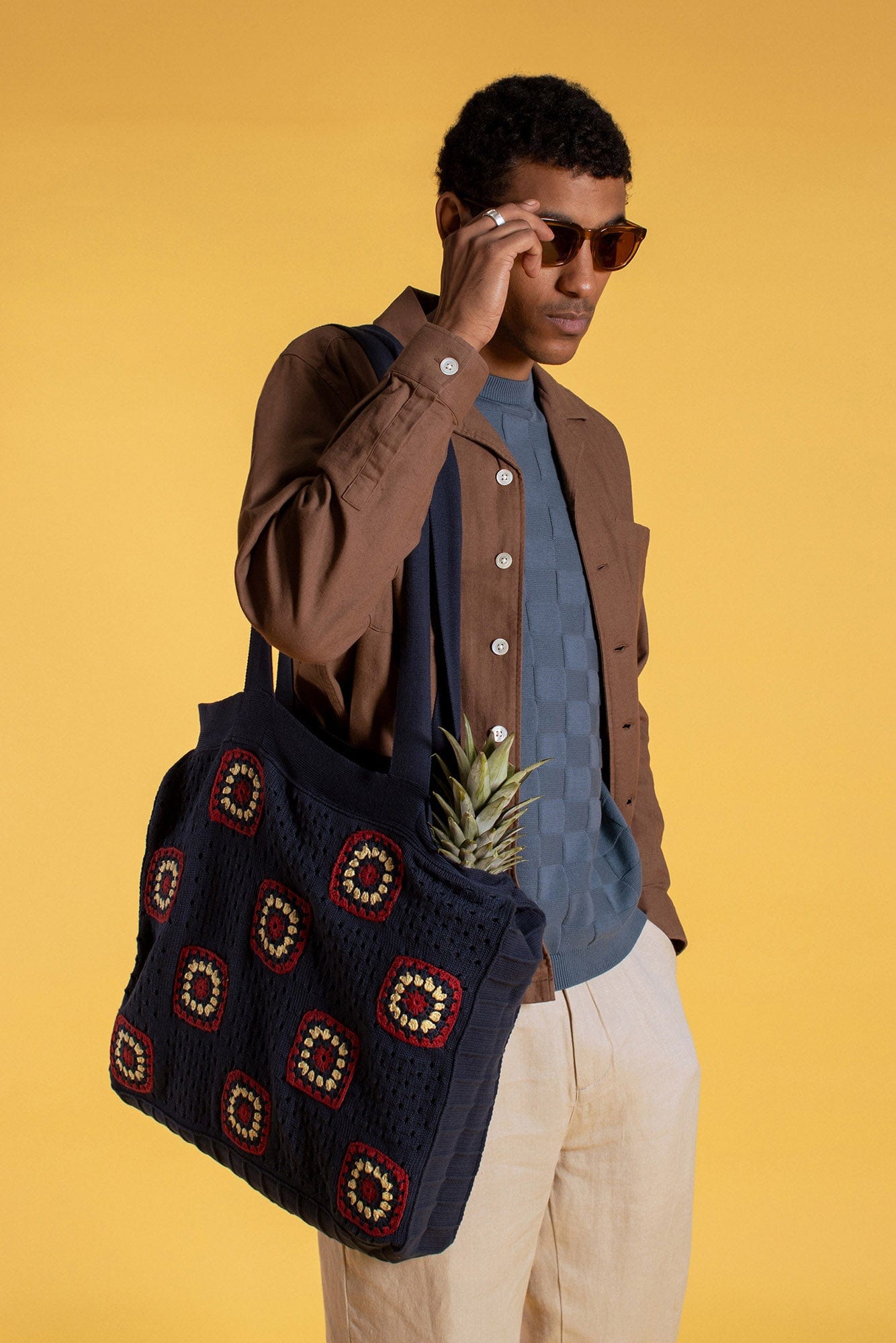 Caetano Check Knitted Top - Blue