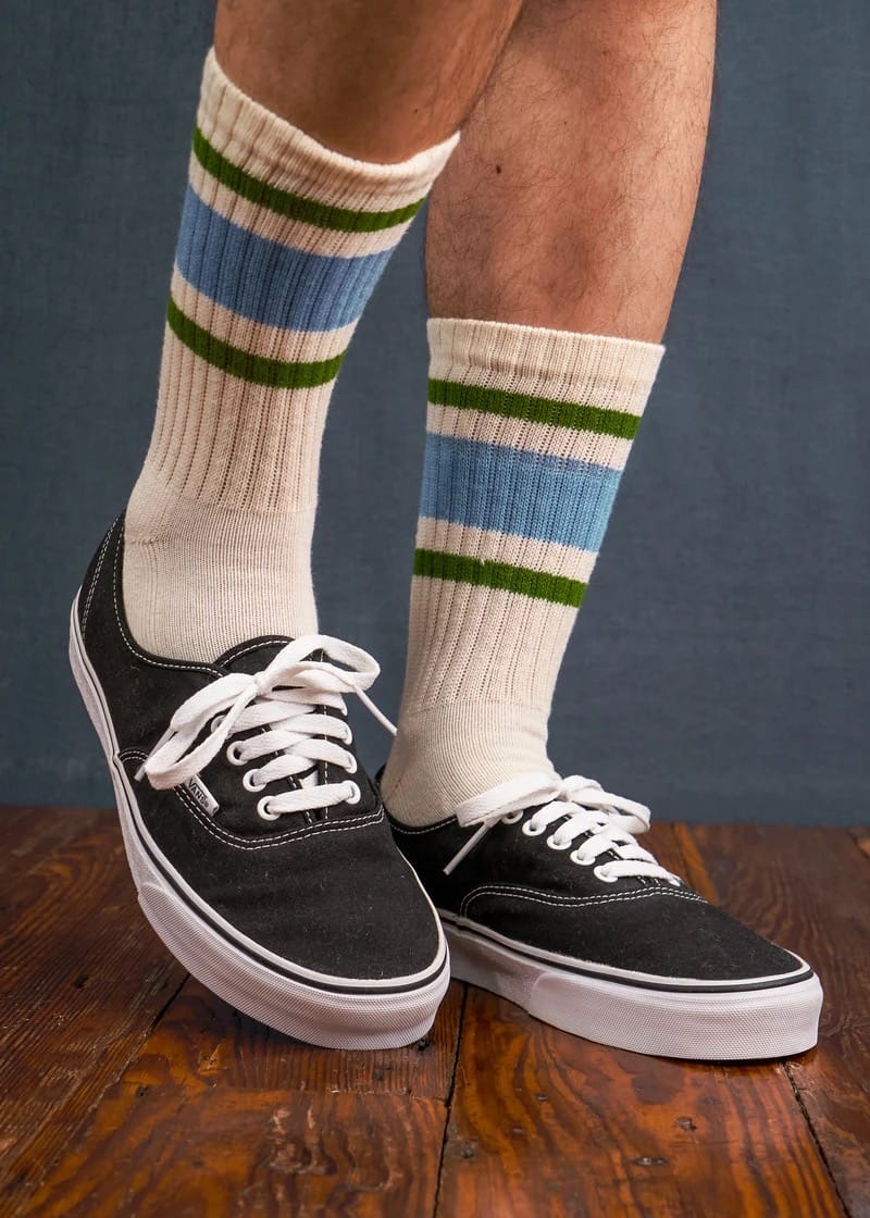 Retro Stripe Crew - Blue / Chive