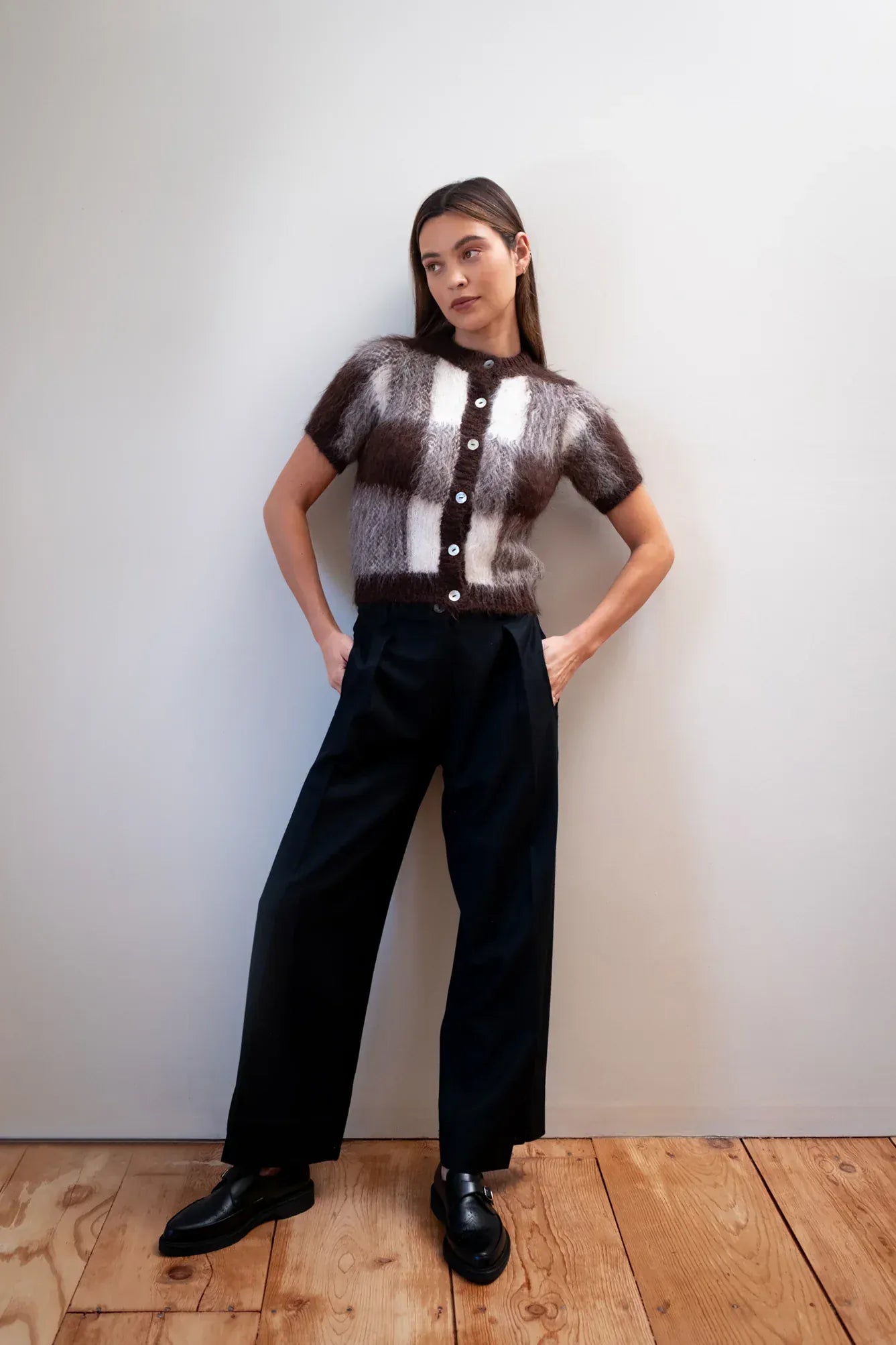 Short Sleeve Cardi - Plaid