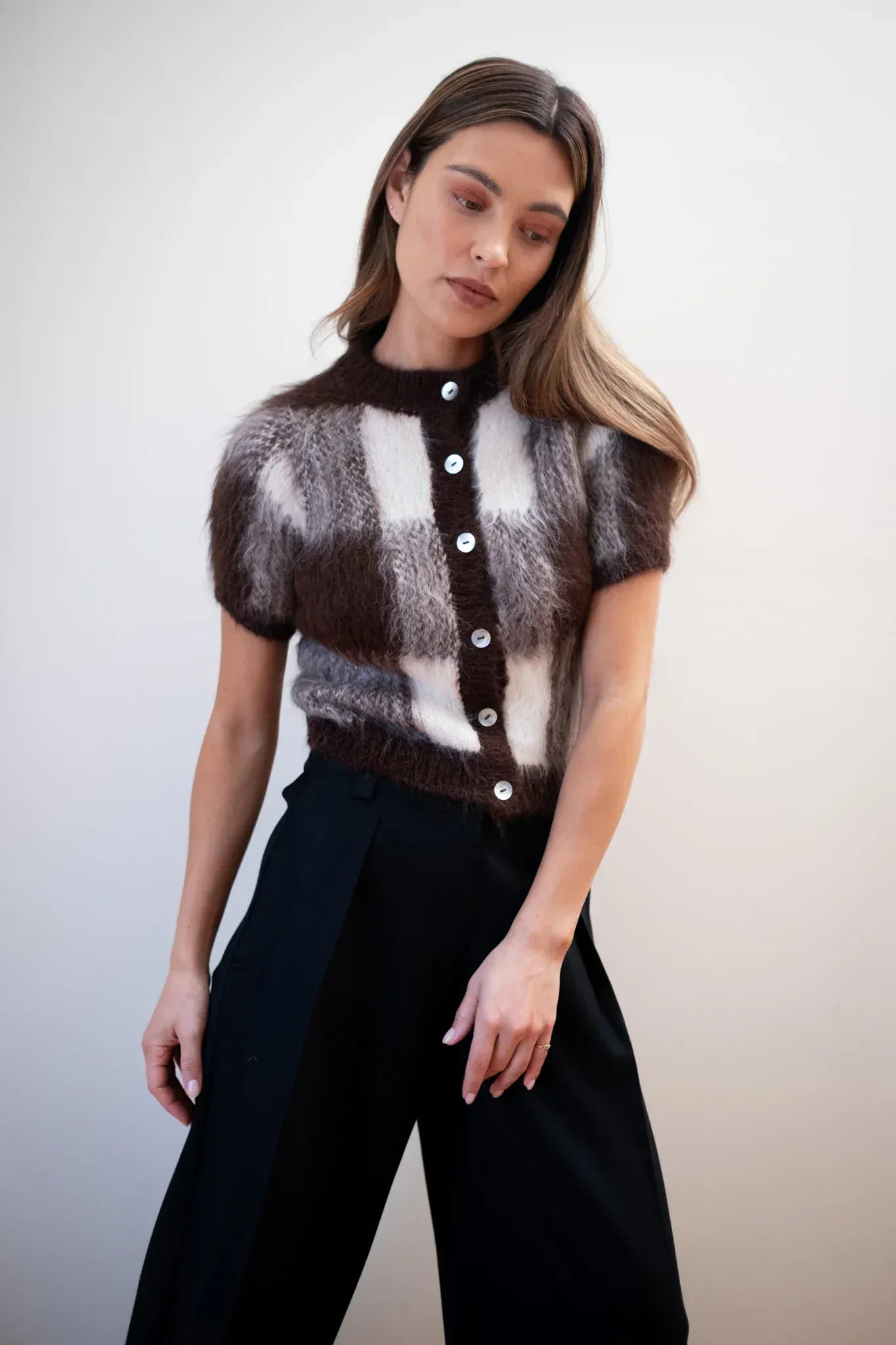 Short Sleeve Cardi - Plaid