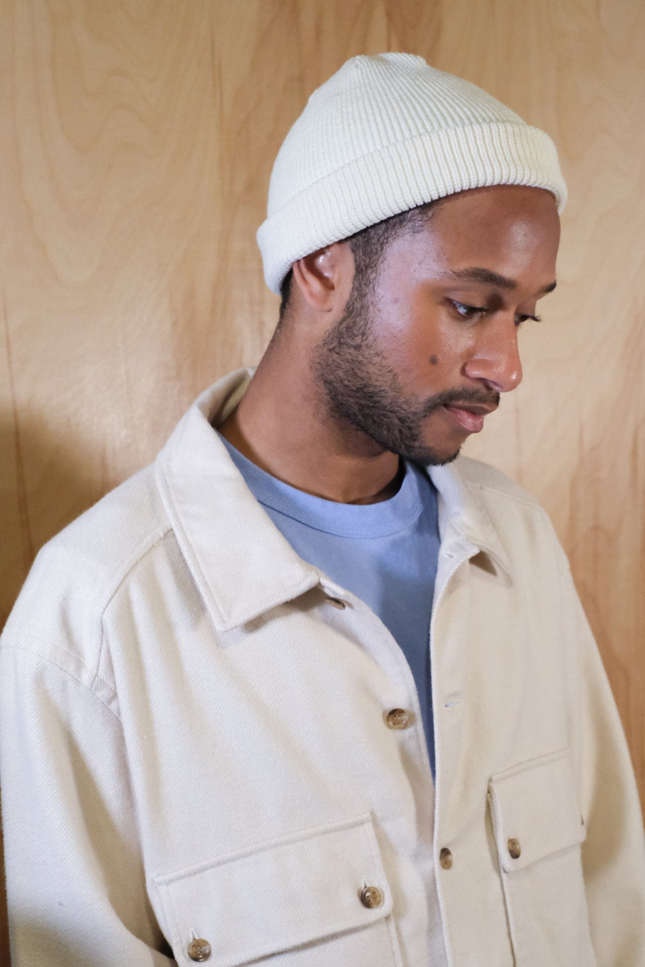 Wool Knit Watch Cap - Natural
