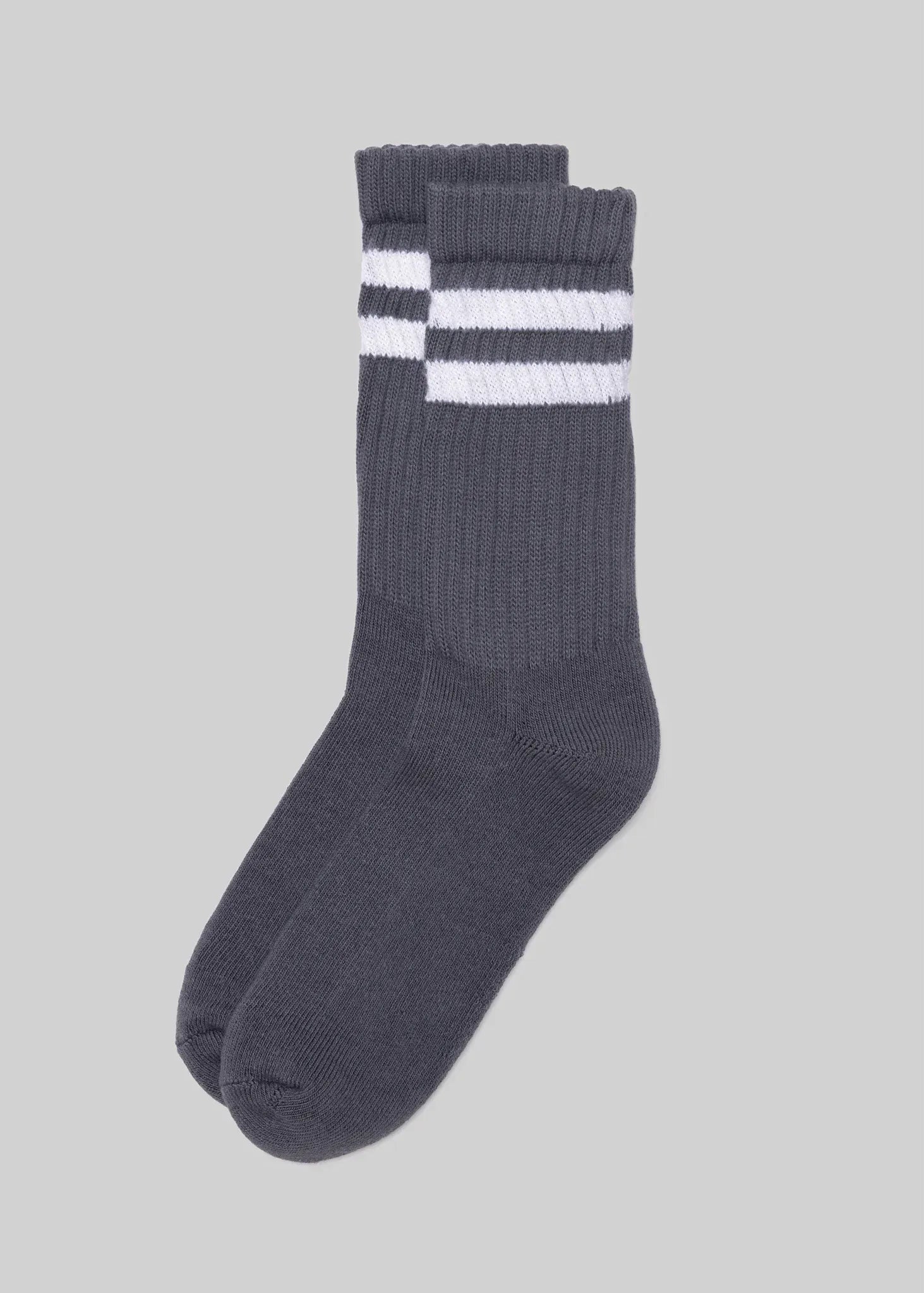 Retro Double Stripe Crew - Dark Grey