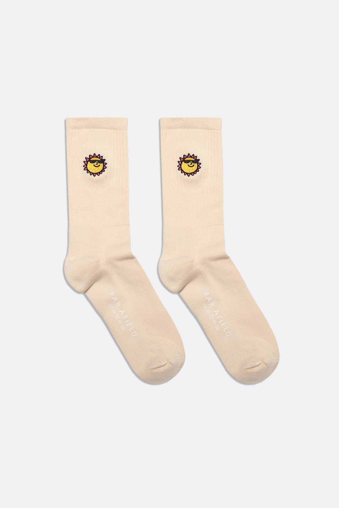 Embroidered Socks - Off White Sunny Motif
