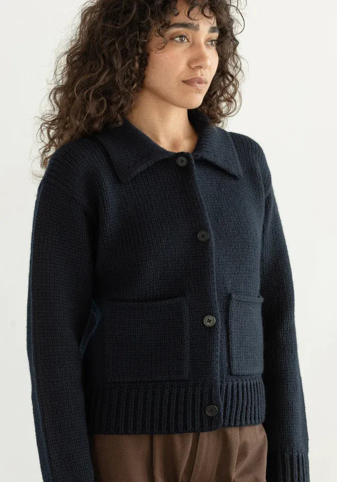 Collared Coat - Navy