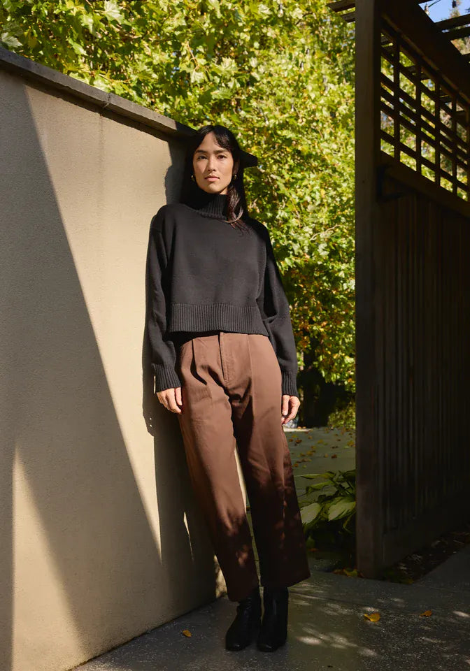 Crop Turtleneck - Black