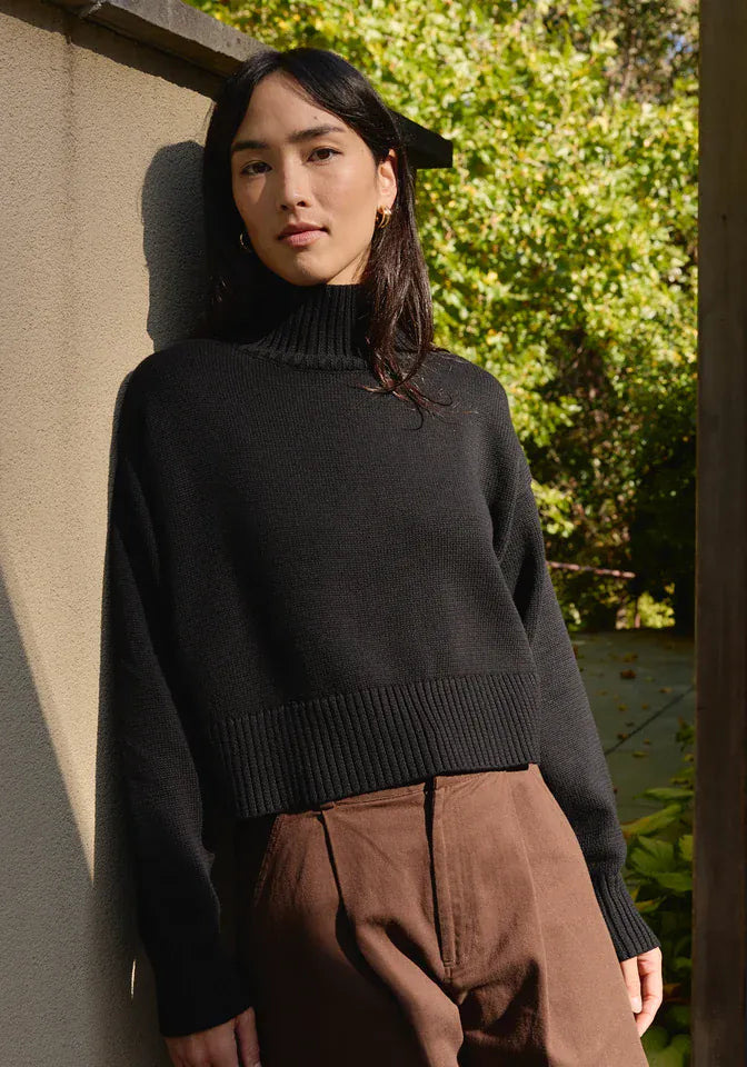 Crop Turtleneck - Black