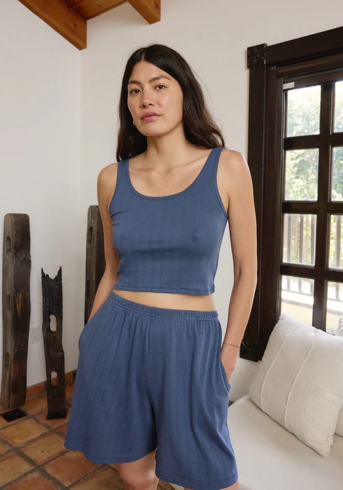 Pointelle Short - Indigo